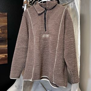 OVERSIZED OFCL BORG ZIP SWEATSHIRT